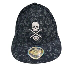 Circa Skull & Cross Bones Cap Hat Embroidered Skateboarding Fitted 7 1/4 Paisley